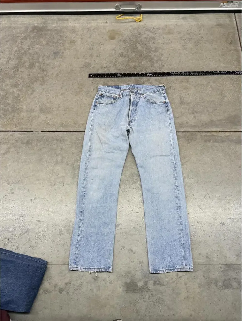 vintage levis 501 faded blue made in usa straight leg jeans size 31 x 30
